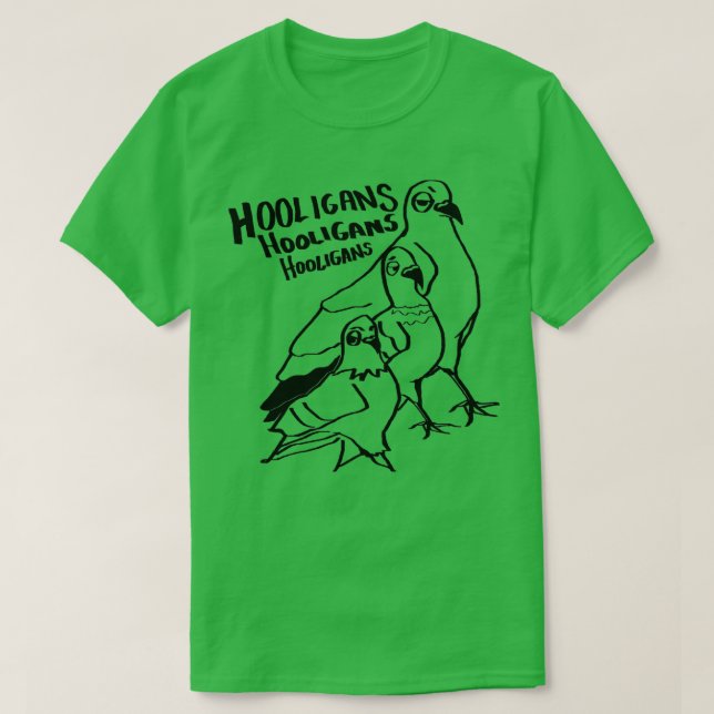 Hooligans Pigeon Cartoon T-Shirt (Design vorne)