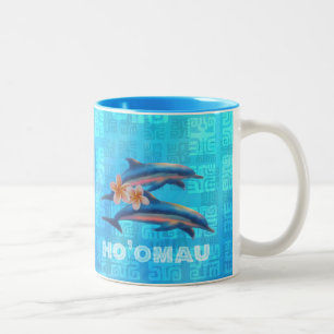 HO'OMAU Hawaiian Delphine Primitive Collage Zweifarbige Tasse