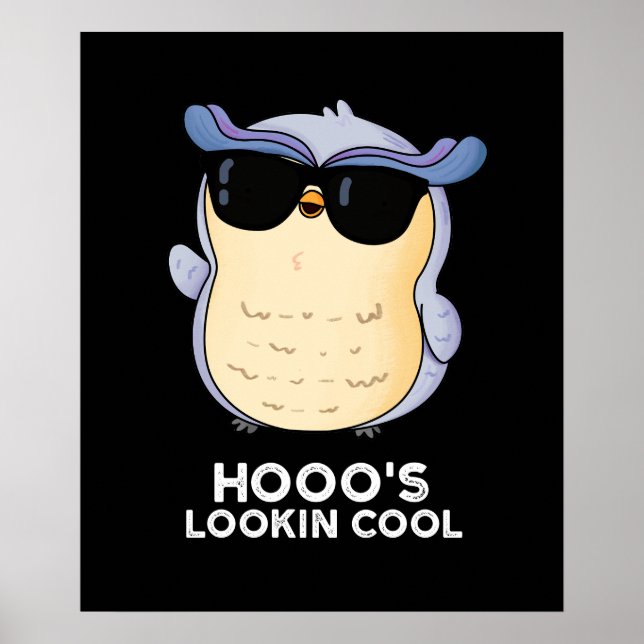 Hooos Blick Coole Funny Owl Pun Dark BG Poster (Vorne)