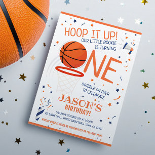 Hoop It Up Orange Rookie Basketball 1. Geburtstag Einladung