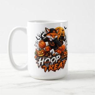 Hoop oder Treat Gruseliger Fuchs Basketball Hallow Kaffeetasse