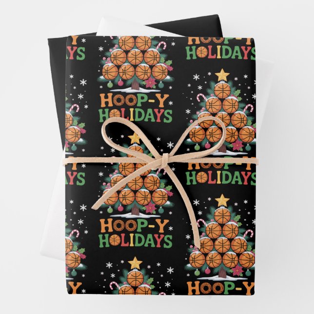 Hoop-y Holidays Basketball Christmas Holiday Sport Geschenkpapier Set (Beispiel)