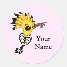 Hoopoe Bird Cartoon ( Ihr Name), benutzerdefiniert Runder Aufkleber