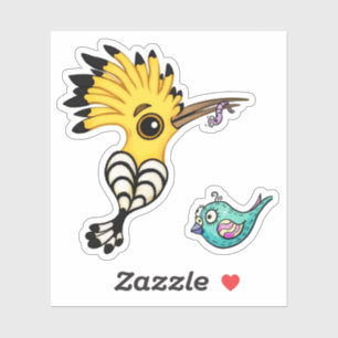 Hoopoe Bird Cartoon Sticker