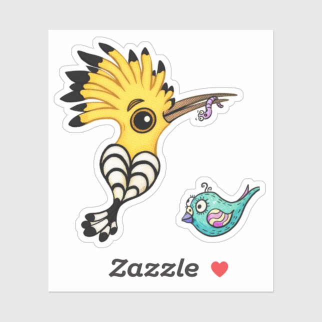 Hoopoe Bird Cartoon Sticker (Blatt)