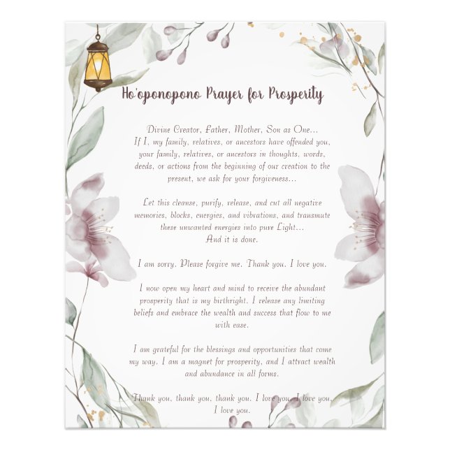 Ho'oponopono Gebet für Wohlstand Fotodruck (Vorne)