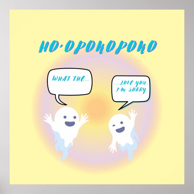 Ho'oponopono Ghosts Healing & Funny Two-Tone Poster (Vorne)