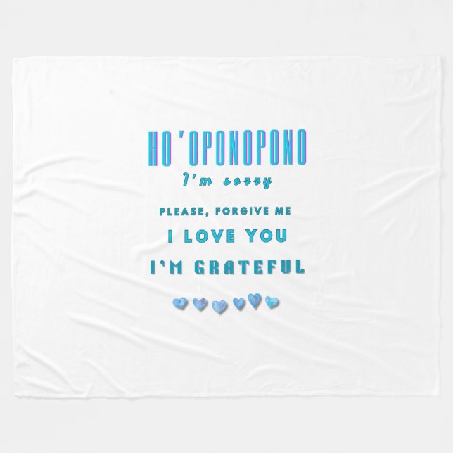 Ho'oponopono Healing Mantra - Light Blue Spiritual Fleecedecke (Vorderseite (Horizontal))