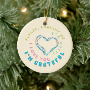 Ho'oponopono Healing Mantra - Light Blue Spiritual Keramik Ornament