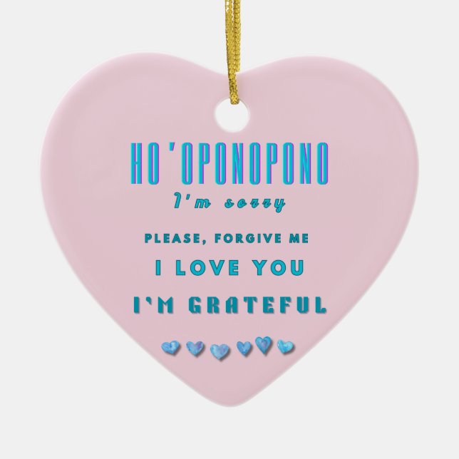 Ho'oponopono Healing Mantra - Light Blue Spiritual Keramik Ornament (Vorne)