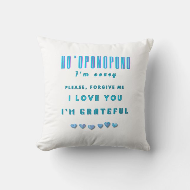 Ho'oponopono Healing Mantra - Light Blue Spiritual Kissen (Vorderseite)