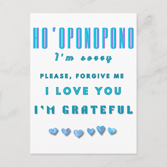 Ho'oponopono Healing Mantra - Light Blue Spiritual Postkarte (Vorderseite)