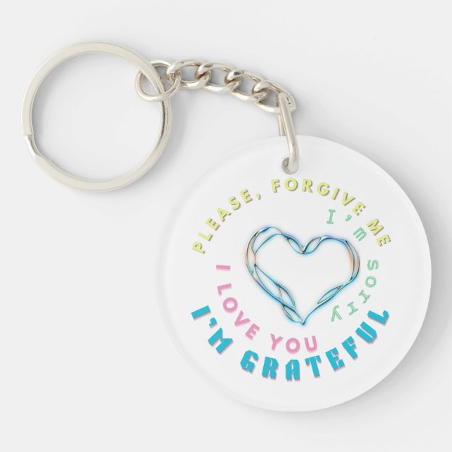 Ho'oponopono Healing Mantra - Light Blue Spiritual Schlüsselanhänger (Vorderseite)