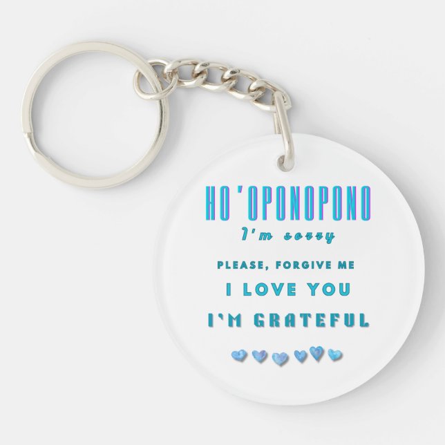 Ho'oponopono Healing Mantra - Light Blue Spiritual Schlüsselanhänger (Vorderseite)