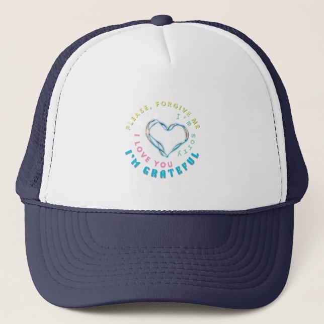 Ho'oponopono Healing Mantra - Light Blue Spiritual Truckerkappe (Vorderseite)