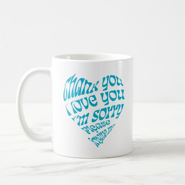 Ho'oponopono Herz-Shaped Text Kaffeetasse (Links)