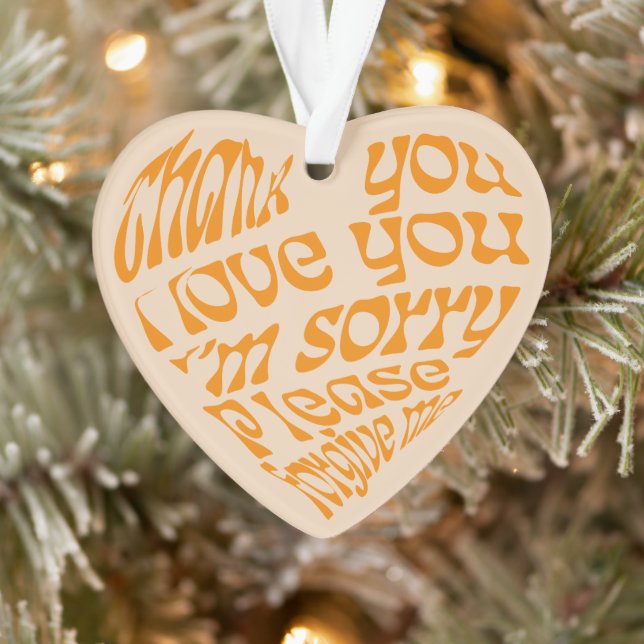 Ho'oponopono Herz-Shaped Text Orange Ornament (Baum)