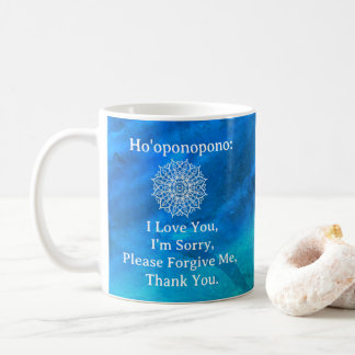 Ho'oponopono Vergebung Blau Grüne Mandala Kaffeetasse