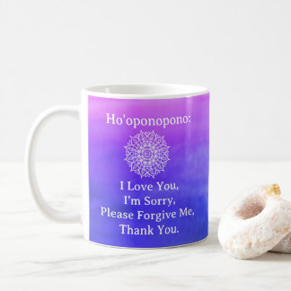 Ho'oponopono Vergebung Lila Rosa Ombre Mandala Kaffeetasse