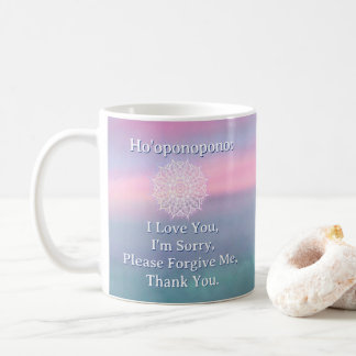Ho'oponopono Vergebung Purpur Rosa Grün Mandala Kaffeetasse