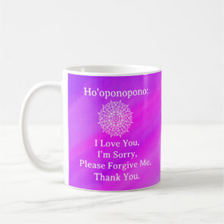 Ho'oponopono Vergebung Rosa Lila Ombre Mandala Kaffeetasse