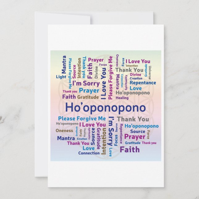 Ho'oponopono Word Cloud - Mantra - Selbstständige  Einladung (Vorderseite)