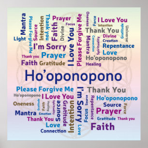 Ho'oponopono Word Cloud - Mantra - Selbstständige  Poster
