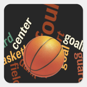 Hoops Basketball Sport Fanatiker.jpg Quadratischer Aufkleber