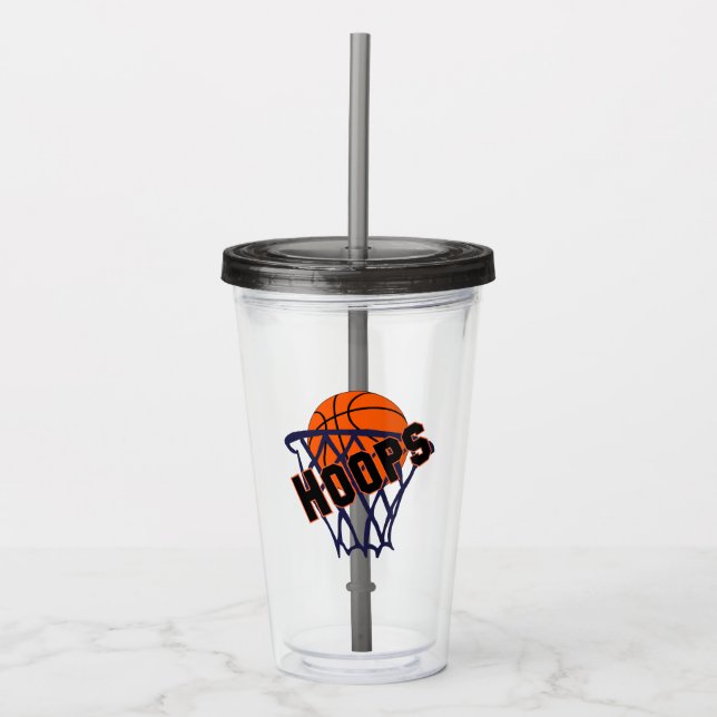 Hoops Basketball und Net Acrylic Tumbler Acryltrinkbecher (Vorderseite)