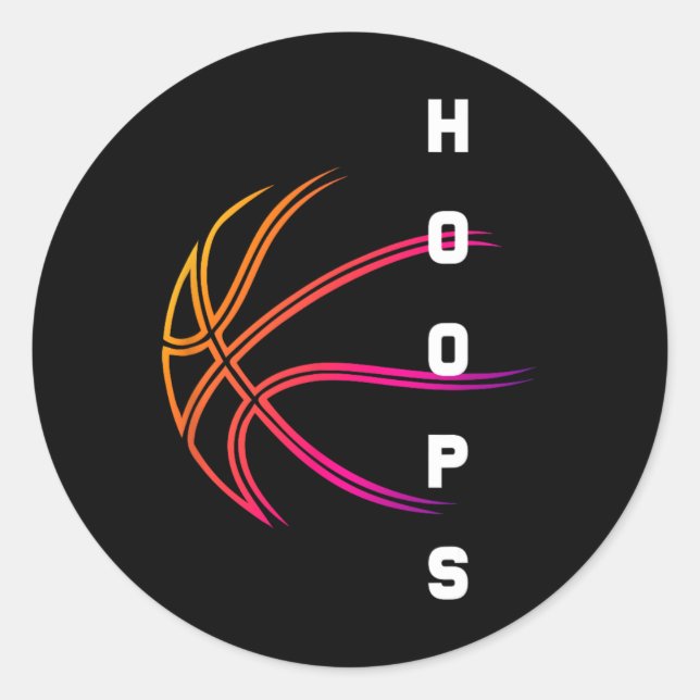Hoops Bysketbyll Player Retro Runder Aufkleber (Vorderseite)