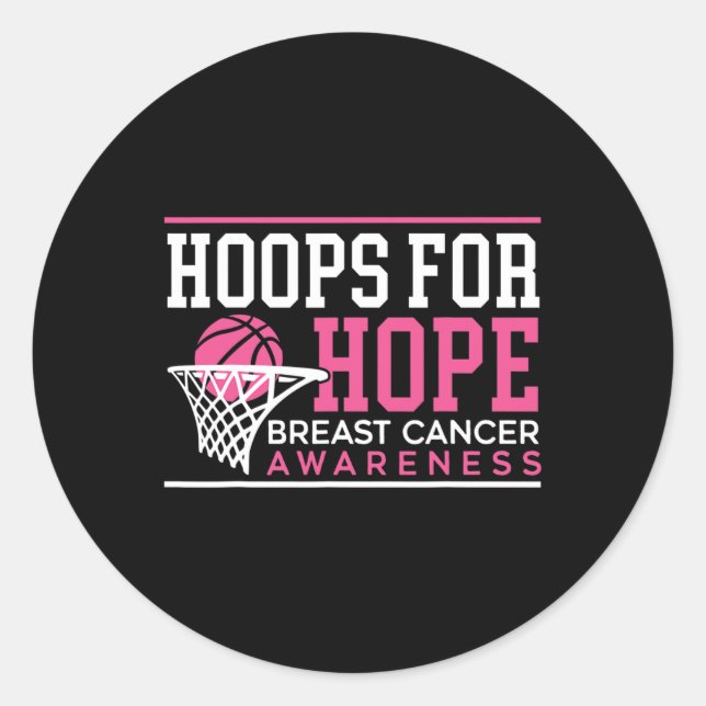 Hoops for Hope Basketball Player Brustkrebs Awa Runder Aufkleber (Vorderseite)