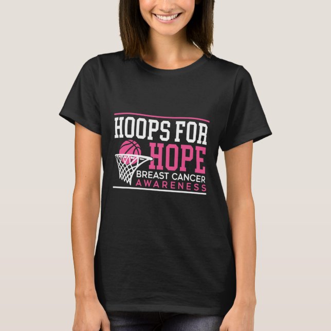 Hoops for Hope Basketball Player Brustkrebs Awa T-Shirt (Vorderseite)