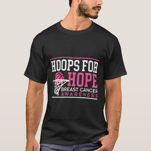 Hoops for Hope Basketball Player Brustkrebs Awa T-Shirt (Vorderseite)