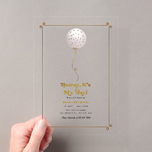 Hooray It's My Day Confetti Balloon Geburtstagspar Acryleinladungen