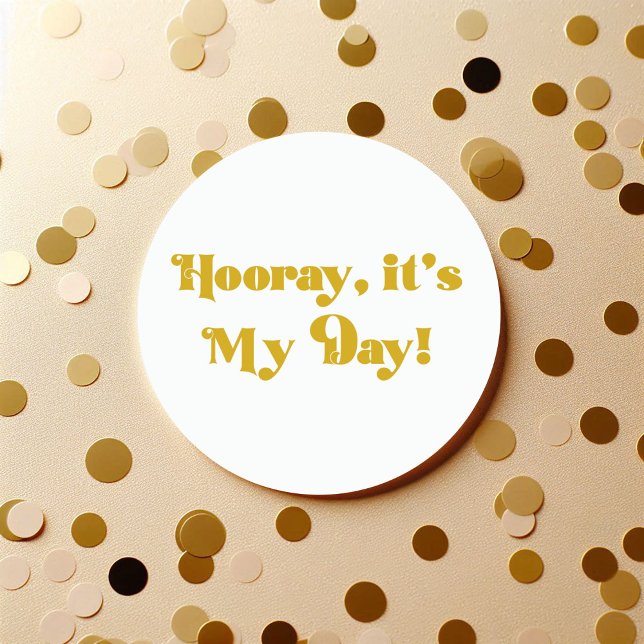 Hooray It's My Day Round Birthday Party Runder Aufkleber (Hooray It’s My Day Round Birthday Party Classic Round Sticker)