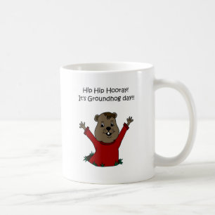 hooray sein Groundhog Tag im Weiß Kaffeetasse