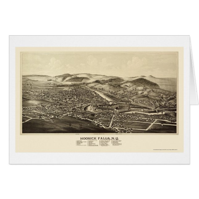 Hoosick Fälle, NY panoramische Karte - 1889 (Vorderseite (Horizontal))