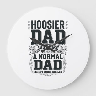 Hoosier Dad Vintage Gravur Zitat Shirt Design_1 Große Wanduhr