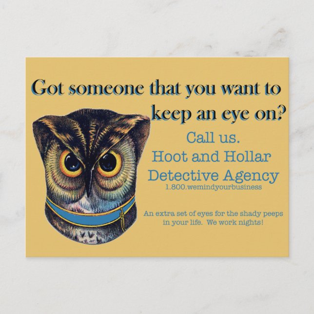 Hoot and Hollar Detar Agency Postkarte (Vorderseite)