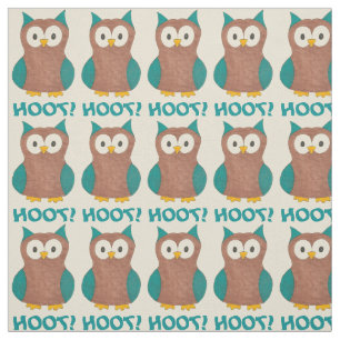 Hoot! Blaubraune Vogelscheuche-Vogelgezwitscher Stoff