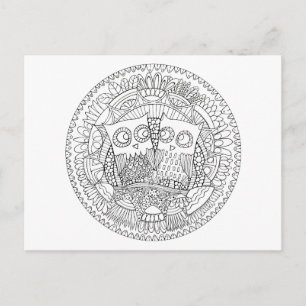 Hoot Hollow Color It in Postcard Postkarte