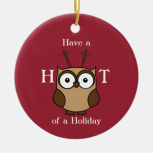 Hoot of a Holiday Personalisierte Keramik Ornament