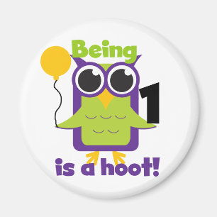 Hoot Owl 1. Geburtstag T - Shirt und Geschenke Magnet