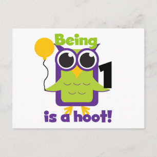 Hoot Owl 1. Geburtstag T - Shirt und Geschenke Postkarte