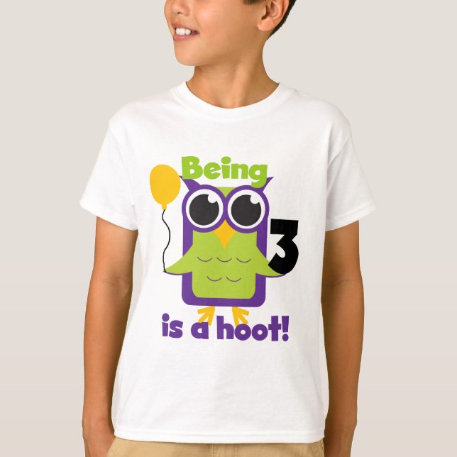 Hoot Owl 3. Geburtstag T - Shirt und Geschenke (Vorderseite)