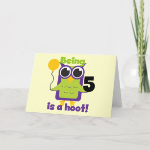 Hoot Owl 5. Geburtstag T - Shirt und Geschenke Karte