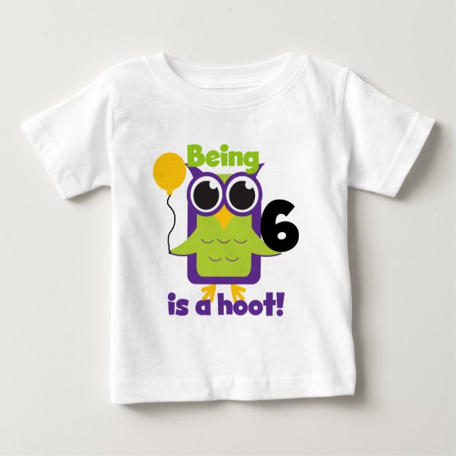 Hoot Owl 6. Geburtstag T - Shirt und Geschenke (Vorderseite)