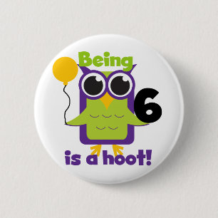 Hoot Owl 6. Geburtstag T - Shirt und Geschenke Button