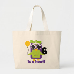 Hoot Owl 6. Geburtstag T - Shirt und Geschenke Jumbo Stoffbeutel