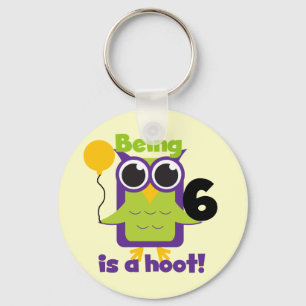 Hoot Owl 6. Geburtstag T - Shirt und Geschenke Schlüsselanhänger